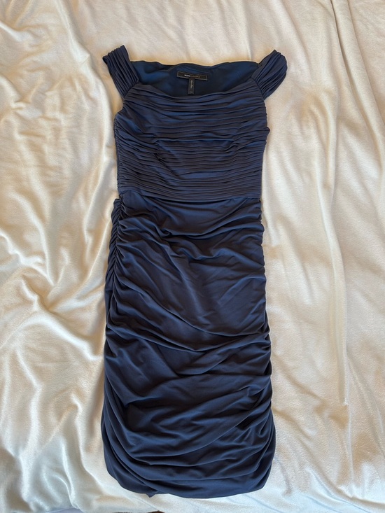 BCBGMaxAzria Dresses & Skirts - BCBGMaxAzria Navy Ruched Off-Shoulder Bodycon Cocktail Dress